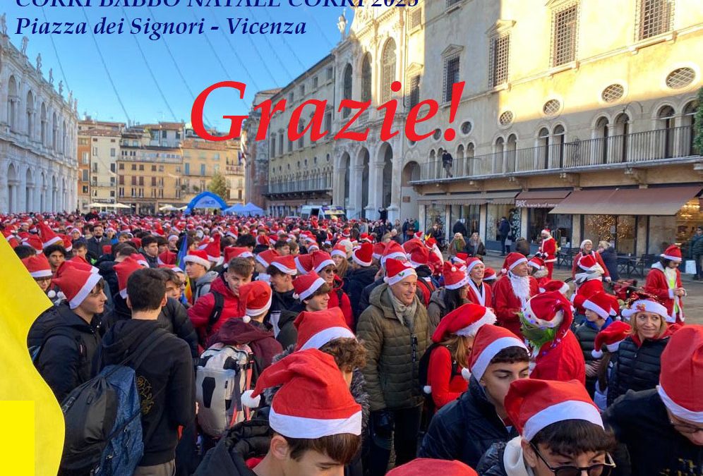 Sport di squadra a scuola, a Vicenza oltre 2mila tra studenti e famiglie scendono in piazza per la “Corri Babbo Natale Corri”
